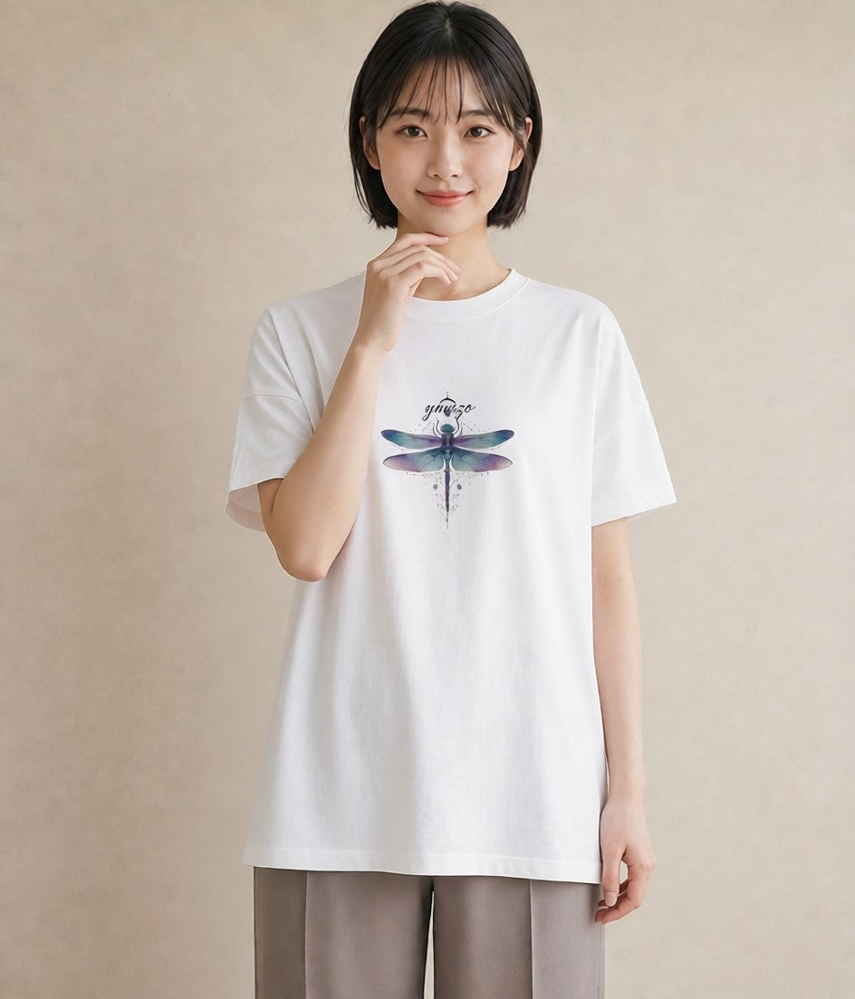 デザインTシャツ レディース とんぼ 昆虫 虫 イラスト ガーリー 散歩 お出かけ 白T