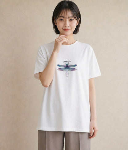 デザインTシャツ レディース とんぼ 昆虫 虫 イラスト ガーリー 散歩 お出かけ 白T
