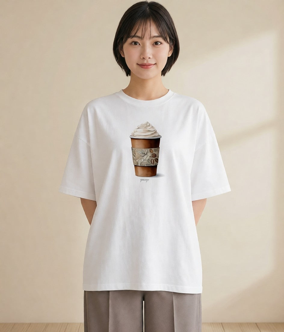 プリントTシャツ レディース ココア 食べ物 フード イラスト レトロ 旅行用 海 白T