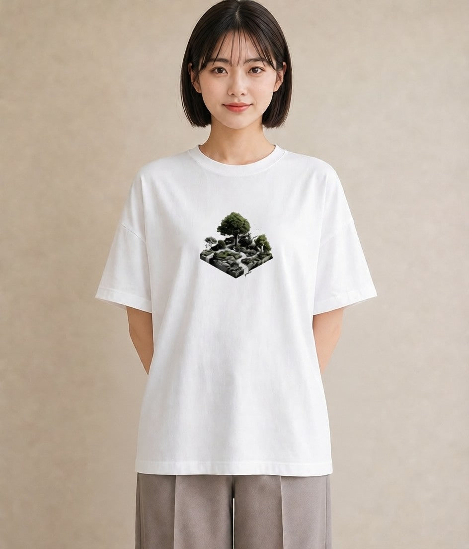 Tシャツ レディース 雨上がりの小道 雨上がり 小道 ナチュラル アンティーク イラスト 北欧風 カフェ巡り 女子会 白T