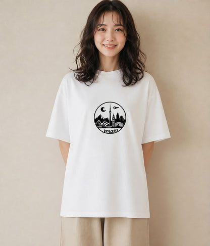 デザインTシャツ レディース 旅 トラベル スタンプ イラスト アート風 デイリーウェア 休日 白T