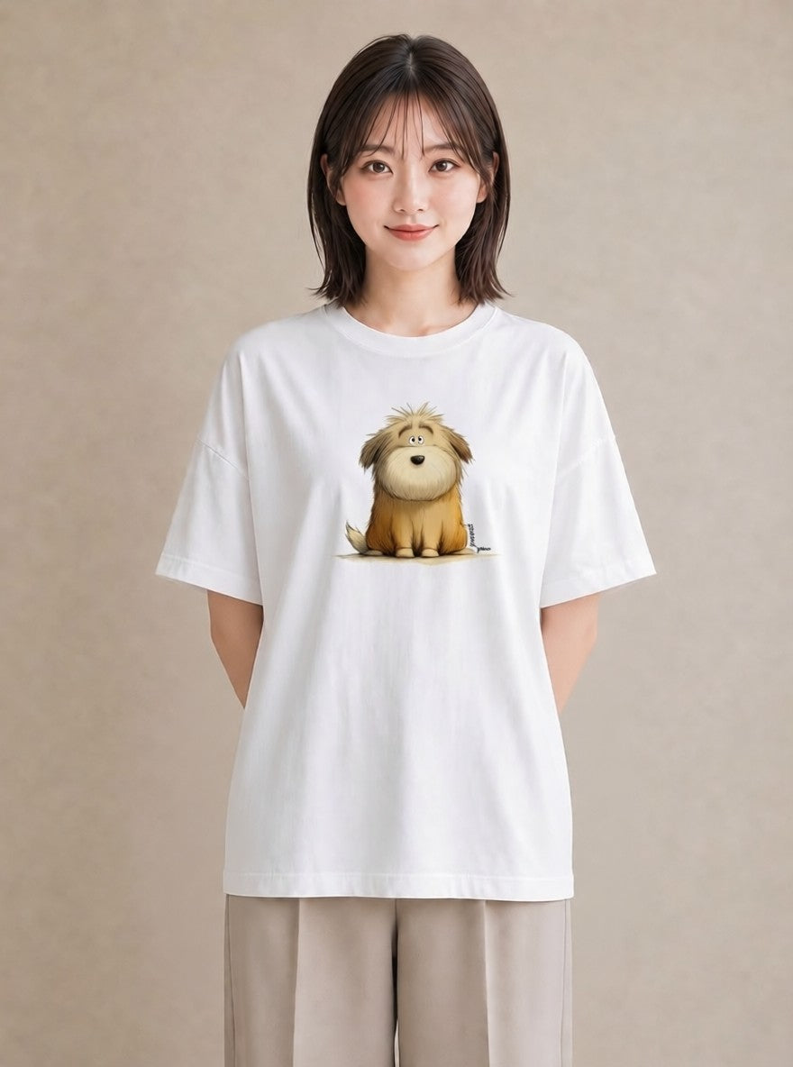 グラフィックTシャツ レディース 犬 いぬ イラスト きれいめカジュアル 自分用 ルームウェア 白T