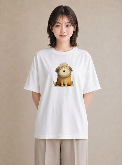 グラフィックTシャツ レディース 犬 いぬ イラスト きれいめカジュアル 自分用 ルームウェア 白T