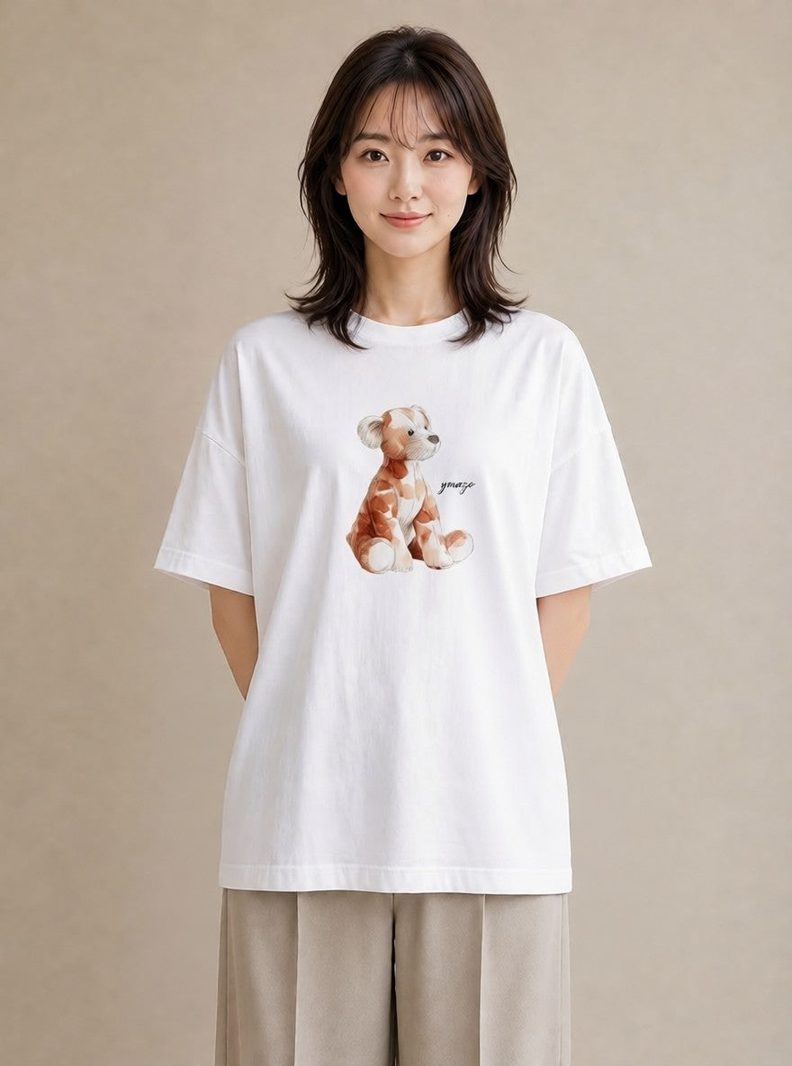 デザインTシャツ レディース 子犬 犬 いぬ イラスト シック 散歩 お出かけ 白T