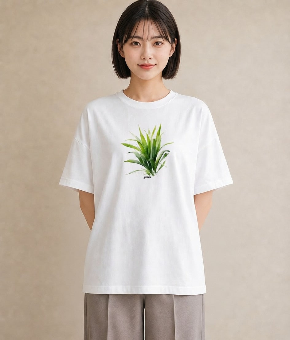 半袖Tシャツ レディース 芝生 植物 ボタニカル イラスト シンプル 20代 カジュアルコーデ 白T