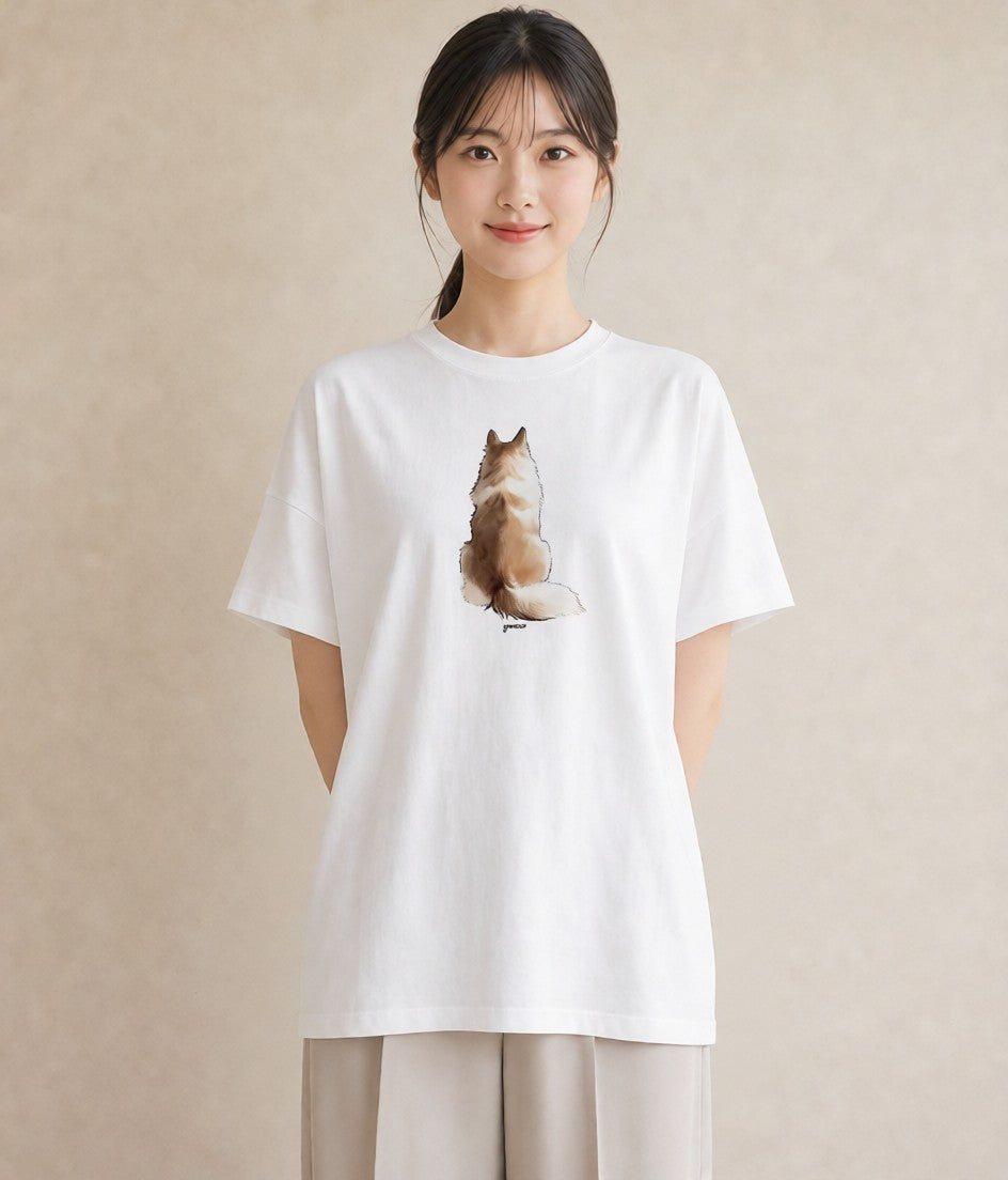 デザインTシャツ レディース 犬好き 犬 いぬ イラスト ママ カフェ服 白T