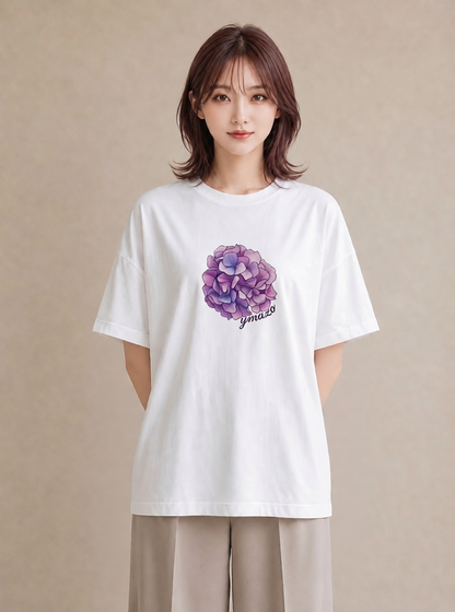 半袖Tシャツ レディース パンジー 花 花柄 イラスト きれいめ ホワイトデー 春服 白T