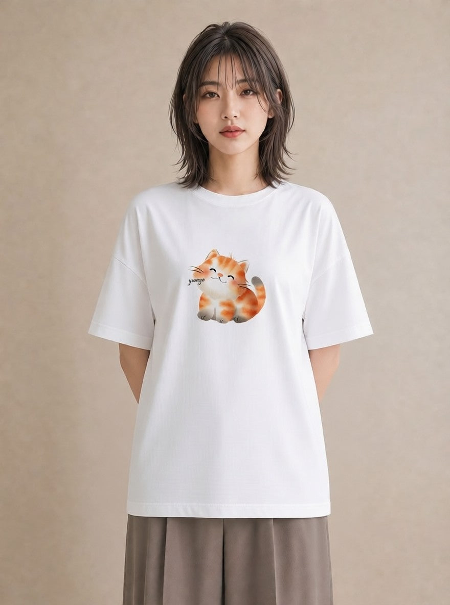 プリントTシャツ レディース ブリティッシュショートヘア 猫 ねこ イラスト シック カフェ巡り 女子会 白T