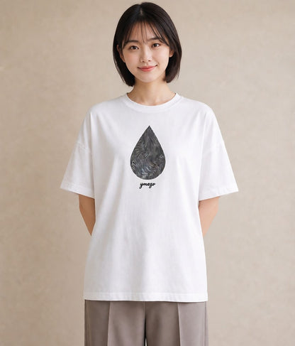 プリントTシャツ レディース 手鏡 アンティーク レトロ ナチュラル イラスト ママ カフェ服 白T