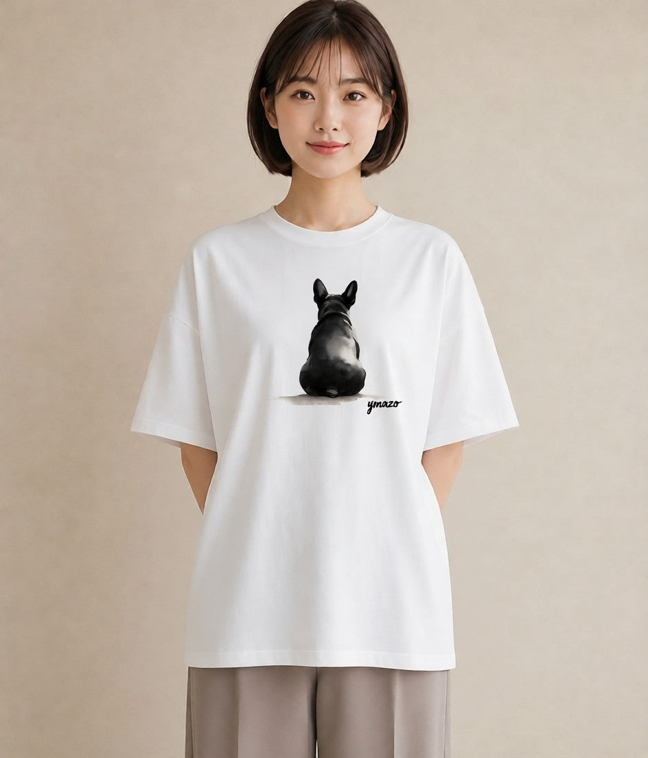 半袖Tシャツ レディース フレンチブルドッグ フレブル 犬 いぬ イラスト 可愛い 誕生日プレゼント 綿100 白T