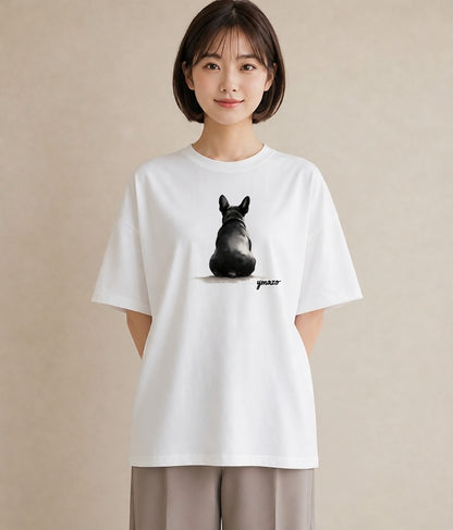 半袖Tシャツ レディース フレンチブルドッグ フレブル 犬 いぬ イラスト 可愛い 誕生日プレゼント 綿100 白T