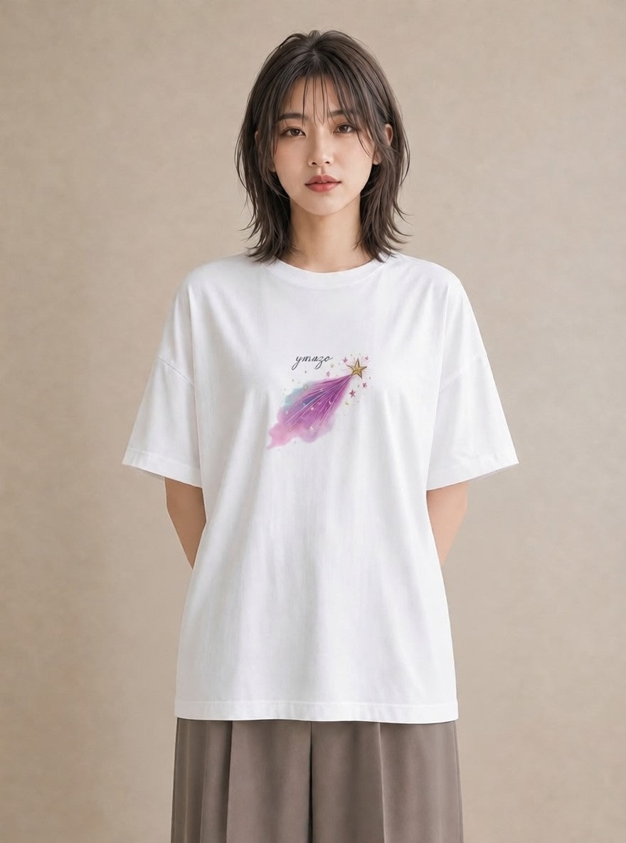 グラフィックTシャツ レディース 星空 宇宙 イラスト お洒落 ルームウェア ギフト 白T