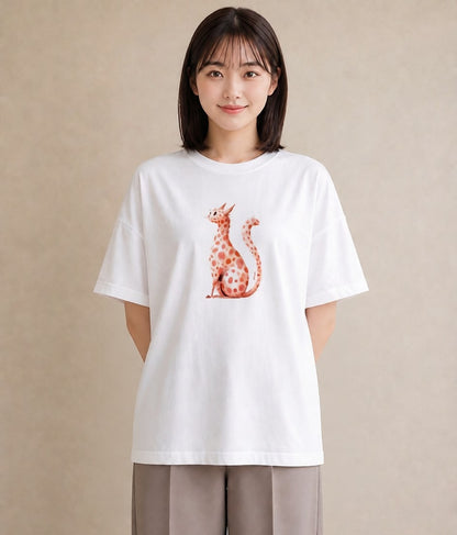 プリントTシャツ レディース サビ猫 猫 ねこ イラスト フェミニン 誕生日プレゼント 綿100 白T