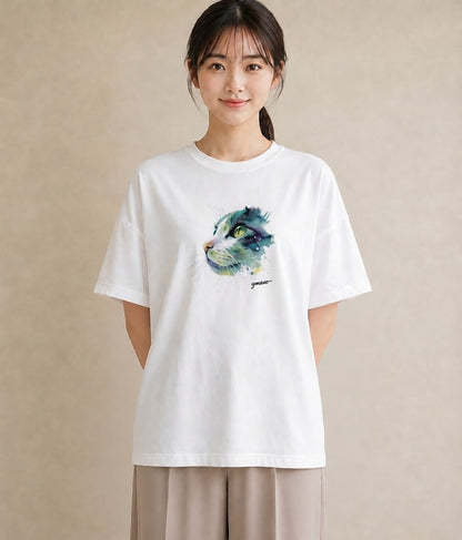 グラフィックTシャツ レディース ラグドール 猫 ねこ イラスト 線画 姉妹 送別ギフト 白T