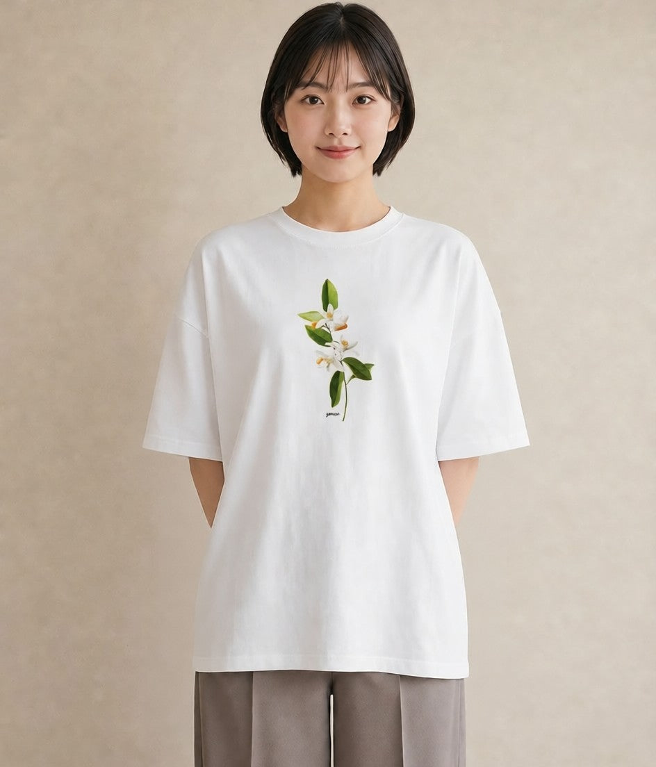 プリントTシャツ レディース 金木犀 花 花柄 イラスト ヴィンテージ風 部屋着 女性向けギフト 白T