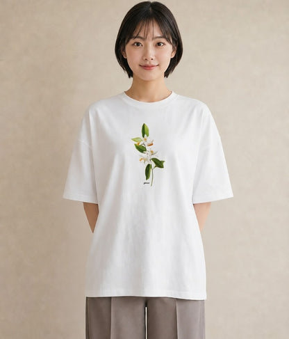 プリントTシャツ レディース 金木犀 花 花柄 イラスト ヴィンテージ風 部屋着 女性向けギフト 白T