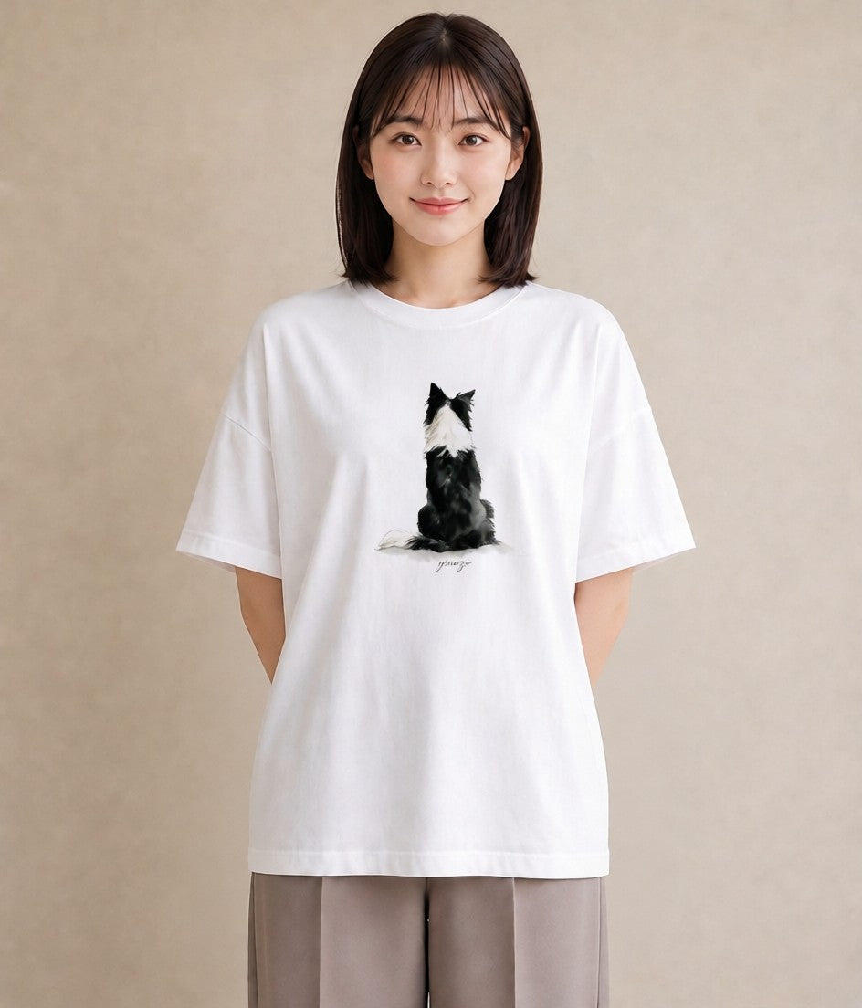 半袖Tシャツ レディース ボーダーコリー 犬 いぬ イラスト 個性的 ルームウェア ギフト 白T