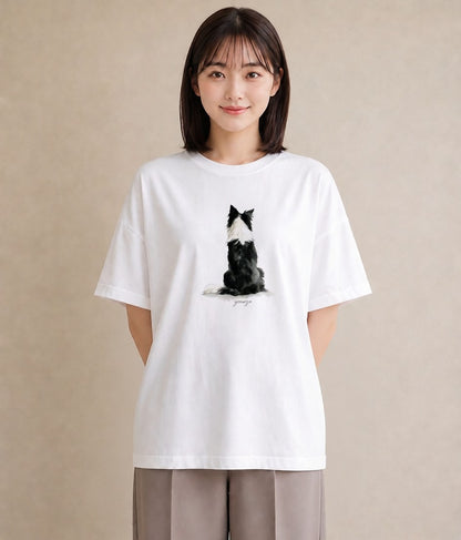半袖Tシャツ レディース ボーダーコリー 犬 いぬ イラスト 個性的 ルームウェア ギフト 白T