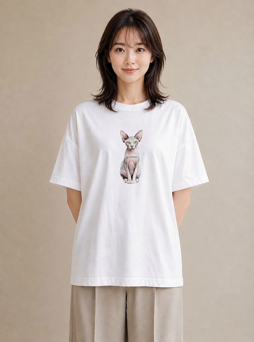 半袖Tシャツ レディース ロシアンブルー 猫 ねこ イラスト シンプル 母娘コーデ 自分用 白T