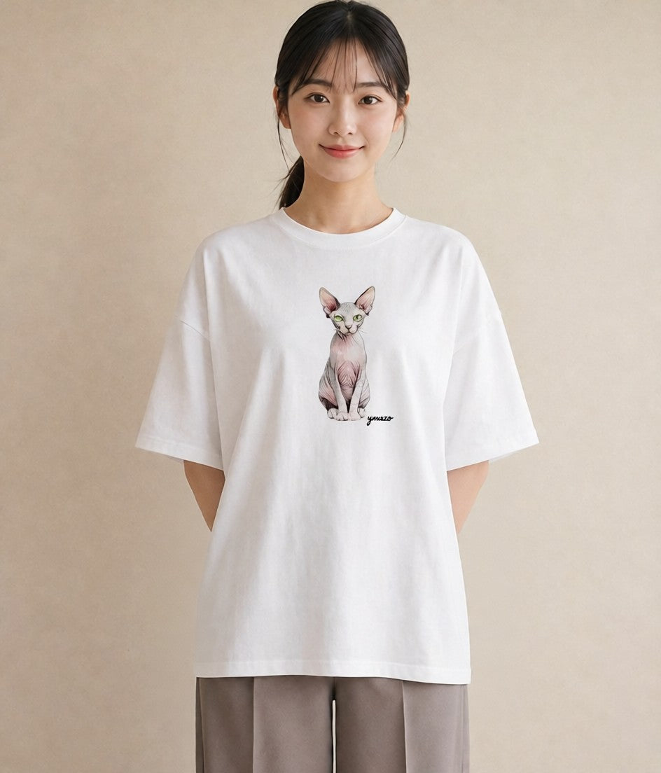 プリントTシャツ レディース シャム柄 猫 ねこ イラスト ポップ クリスマス 旅行 白T