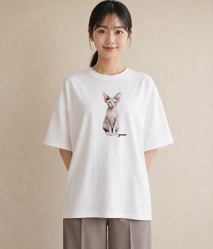 プリントTシャツ レディース シャム柄 猫 ねこ イラスト ポップ クリスマス 旅行 白T