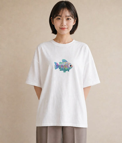 プリントTシャツ レディース 熱帯魚 海の生き物 海 イラスト ゆるかわ 夏コーデ 通学 白T