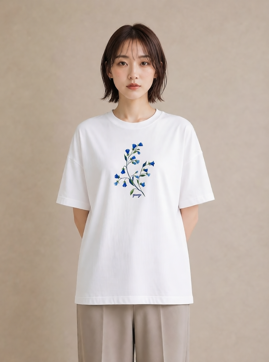 グラフィックTシャツ レディース あさがお 朝顔 花 花柄 イラスト お洒落 お出かけ 普段着 白T