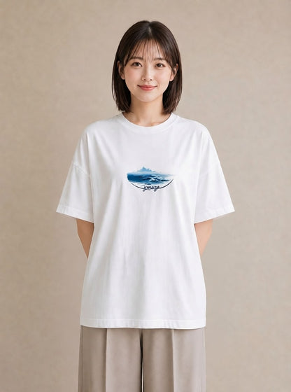 デザインTシャツ レディース 灯台 霧 海 ナチュラル アンティーク イラスト 個性的 姉妹 送別ギフト 白T