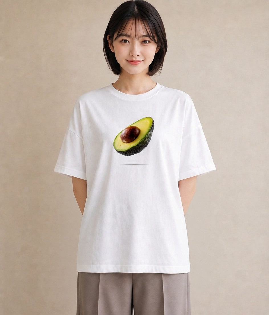 プリントTシャツ レディース アボカド 食べ物 フード イラスト シンプル 在宅 公園 白T