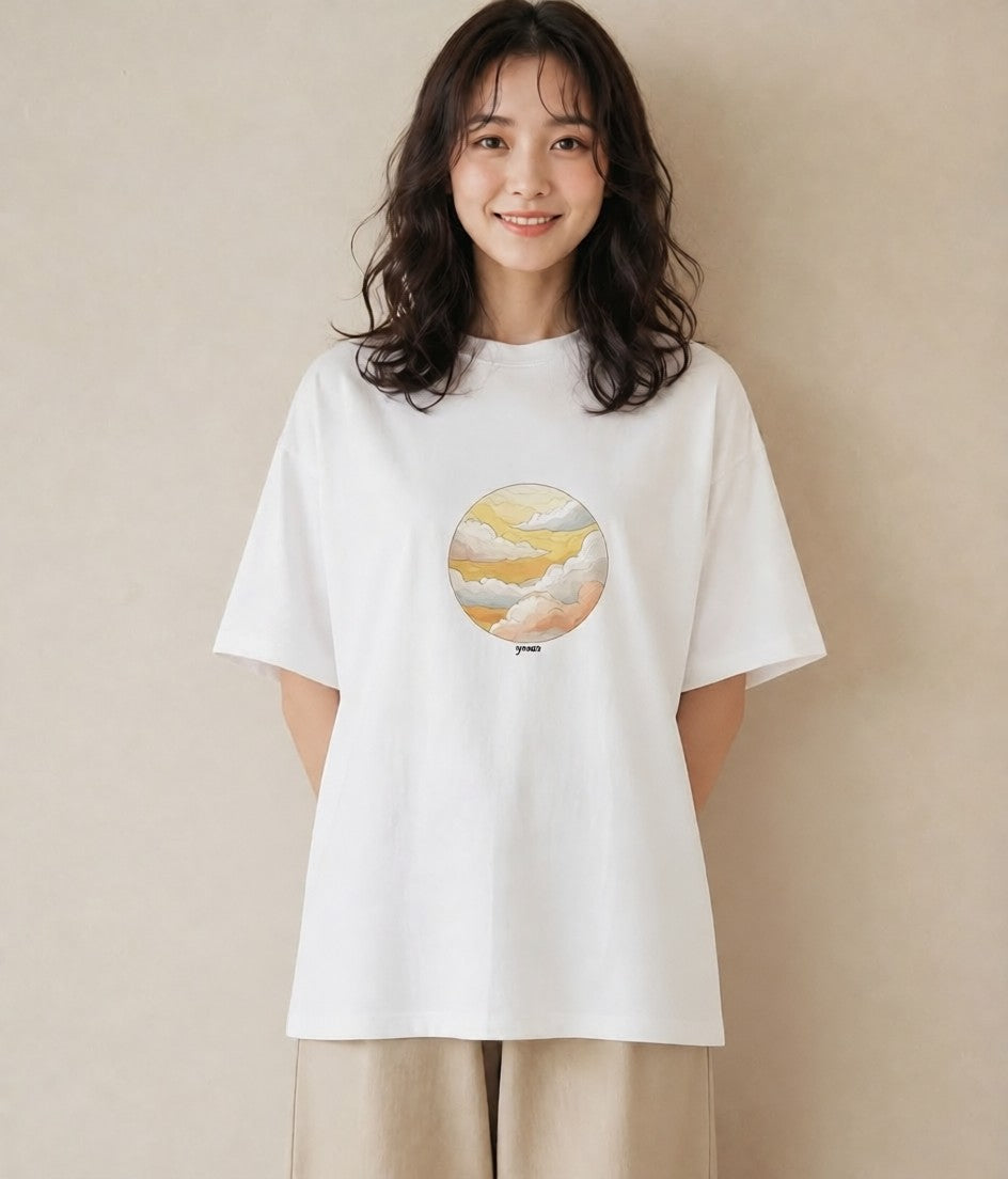 Tシャツ レディース プラネット 星空 宇宙 イラスト ラフ レイヤード 白T