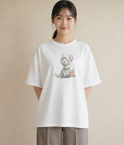 グラフィックTシャツ レディース カバ 動物 アニマル イラスト カフェコーデ 買い物 夏コーデ 白T