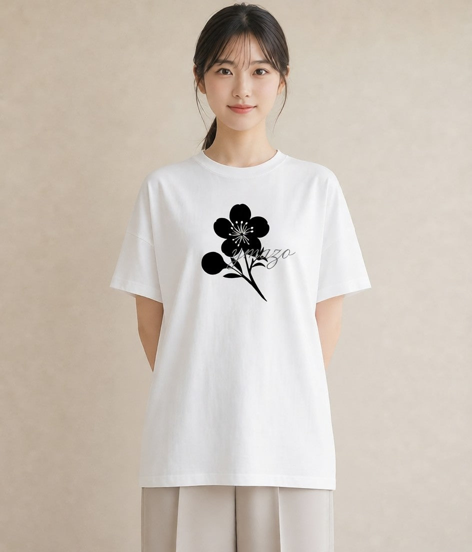 プリントTシャツ レディース さくら 桜 桜の枝 イラスト 普段使い 女子会 お揃い 白T