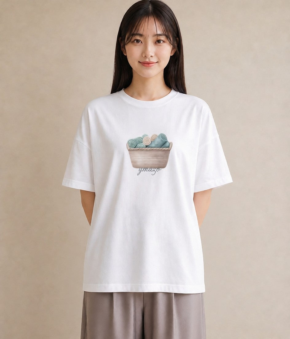 Tシャツ レディース 自転車のかご 自転車 花かご ナチュラル アンティーク イラスト 個性的 週末コーデ 敬老の日 白T