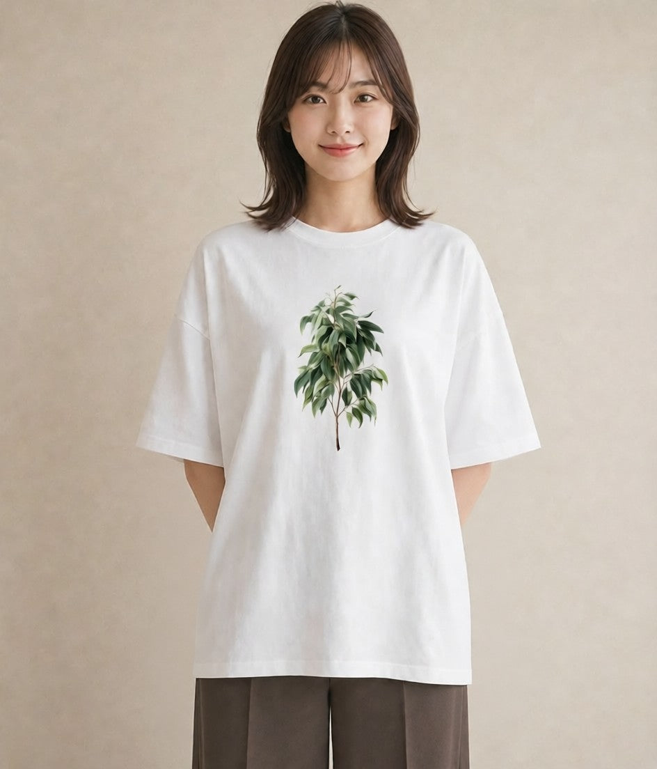 デザインTシャツ レディース ユーカリ 植物 ボタニカル イラスト きれいめカジュアル ギフト 母の日 白T