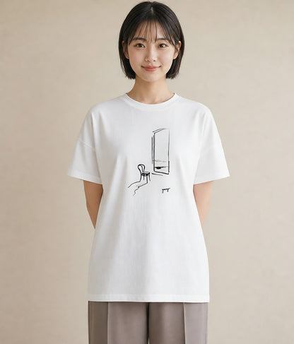 Tシャツ レディース 雨上がりのベンチ ベンチ ナチュラル アンティーク イラスト 水彩風 ルームウェア ギフト 白T