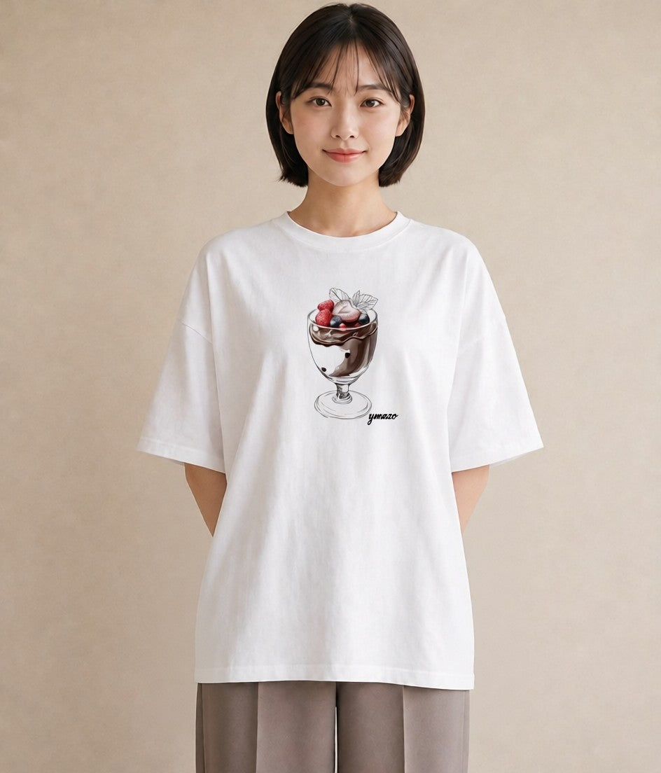 デザインTシャツ レディース あんみつ 食べ物 フード イラスト ニュアンス お出かけ 普段着 白T