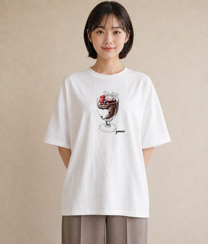 デザインTシャツ レディース あんみつ 食べ物 フード イラスト ニュアンス お出かけ 普段着 白T