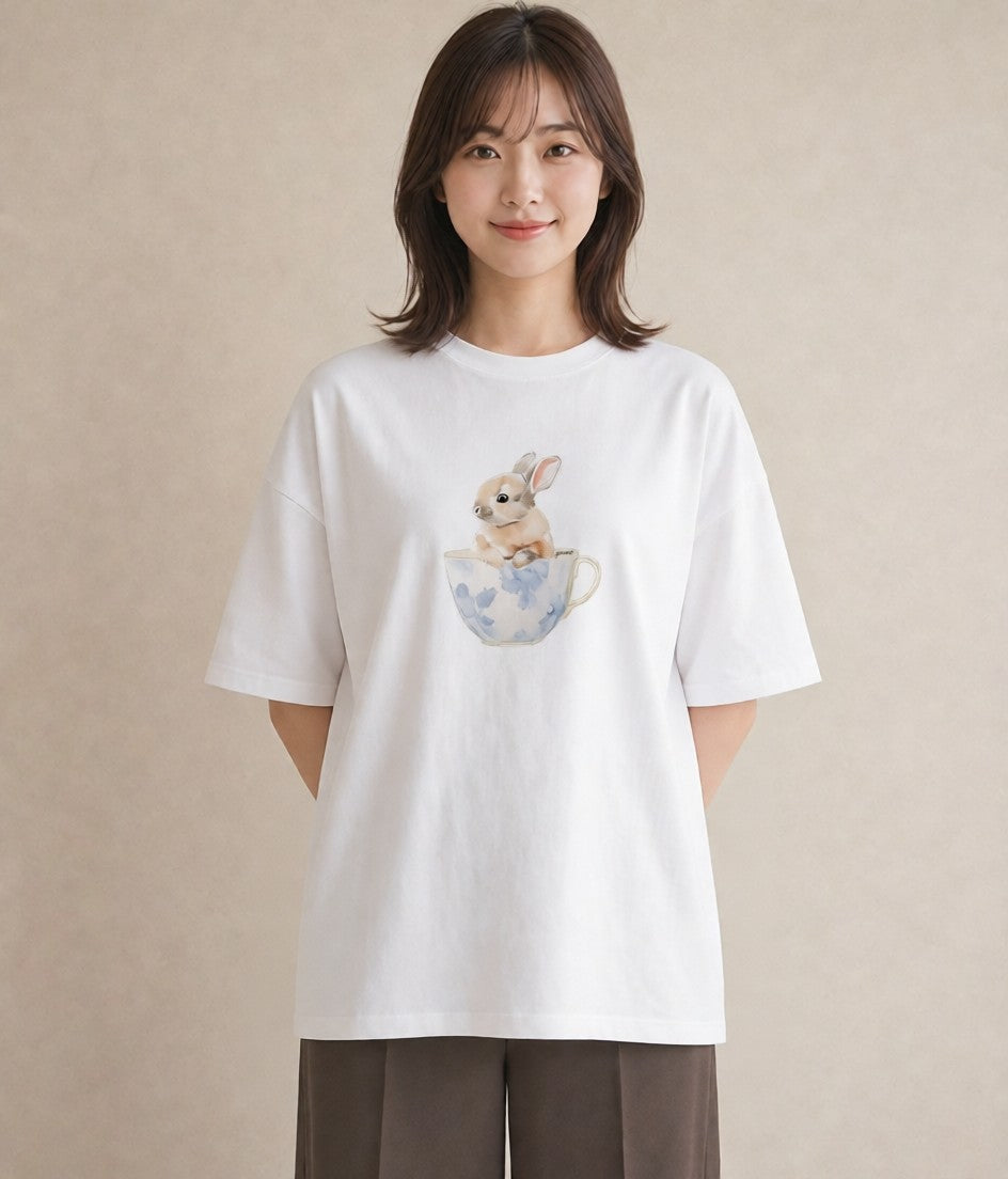 Tシャツ レディース ホーランドロップ ペット 動物 イラスト 抜け感 カフェ巡り 女子会 白T