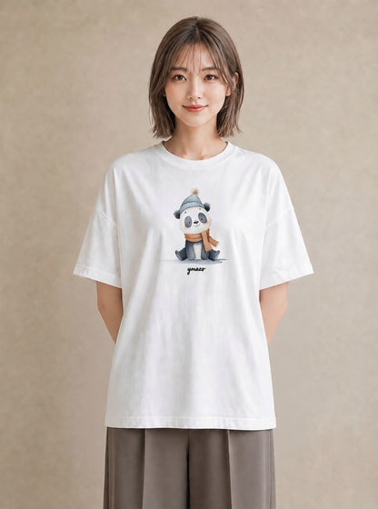 Tシャツ レディース レッサーパンダ 動物 アニマル イラスト きれいめカジュアル 夏コーデ 通学 白T