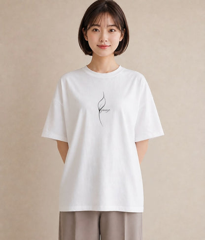 Tシャツ レディース 扇子 そよ風 ナチュラル アンティーク イラスト アート風 女性 旅行用 白T