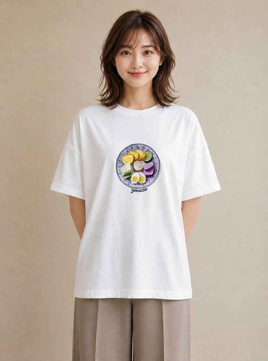 デザインTシャツ レディース だんご 食べ物 フード イラスト シンプル デイリーウェア 休日 白T