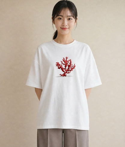 グラフィックTシャツ レディース サンゴ 海の生き物 海 イラスト こなれ感 母の日 ビーチ 白T