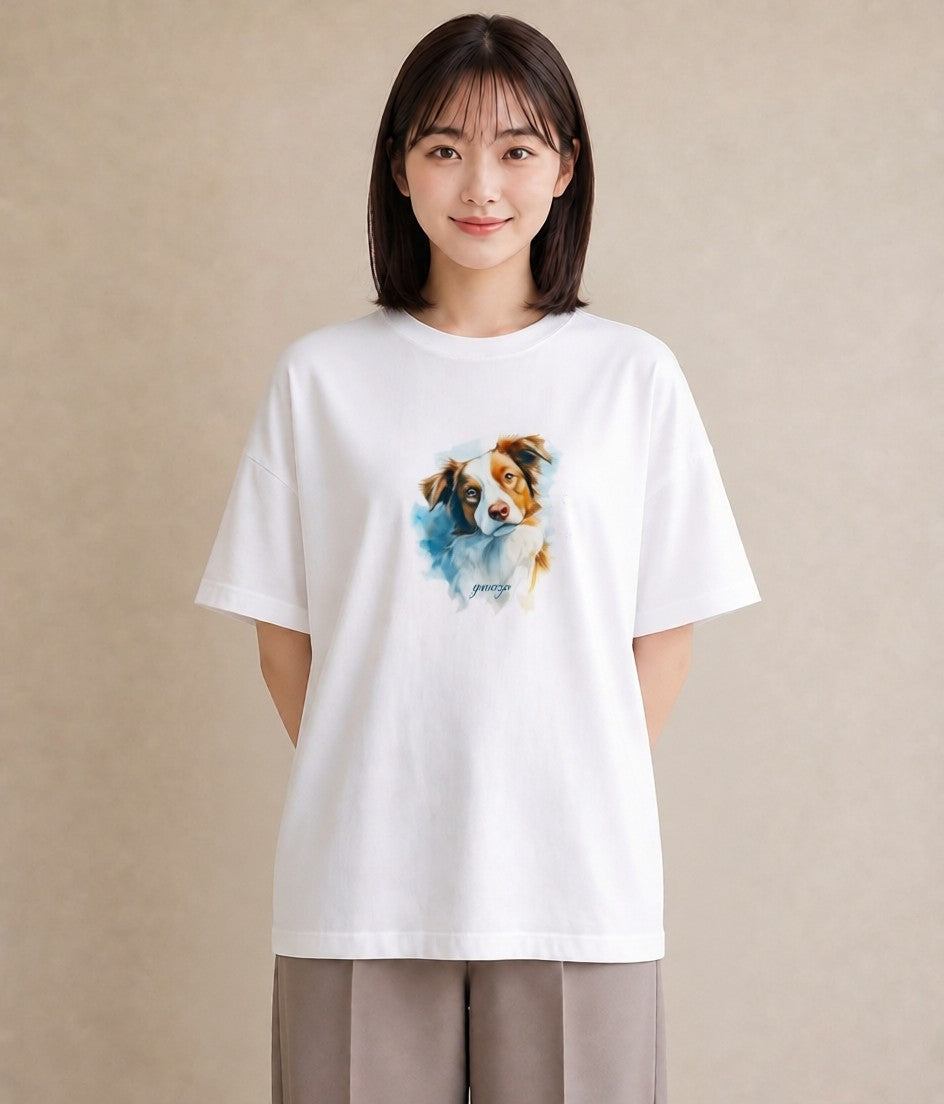 Tシャツ レディース ミックス犬 犬 いぬ イラスト 淡色 20代 カジュアルコーデ 白T