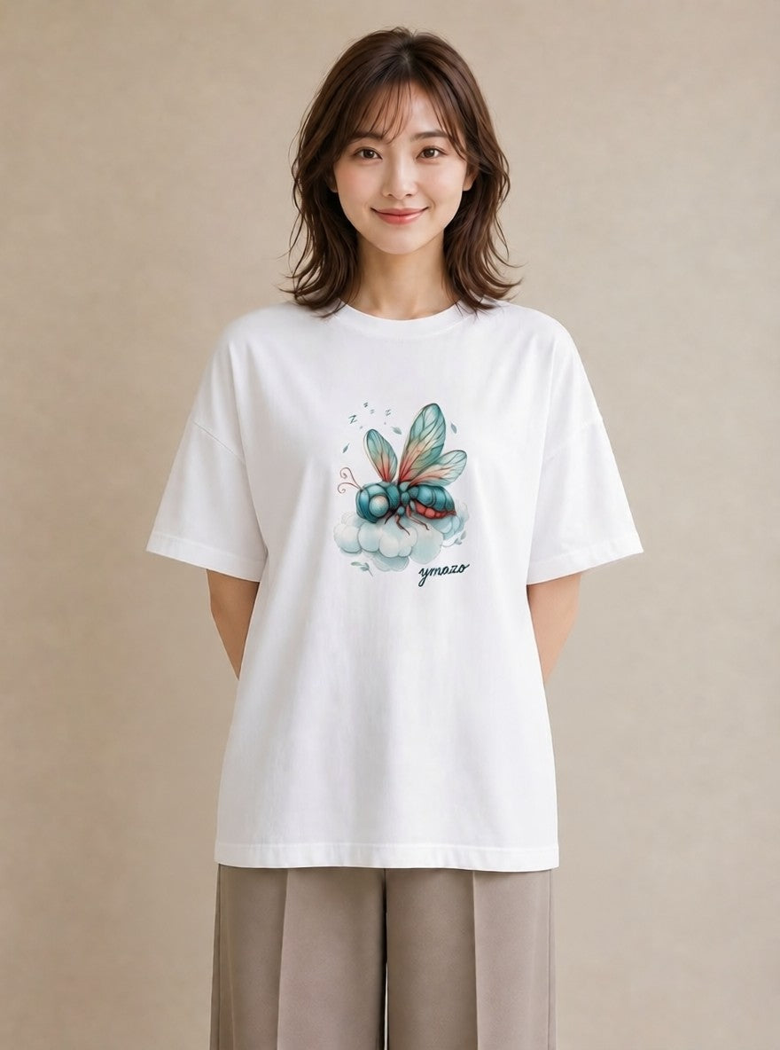 Tシャツ レディース とんぼ 昆虫 虫 イラスト カフェコーデ 旅行用 海 白T