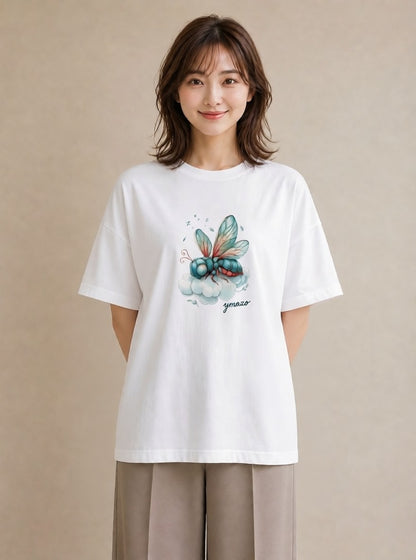 Tシャツ レディース とんぼ 昆虫 虫 イラスト カフェコーデ 旅行用 海 白T