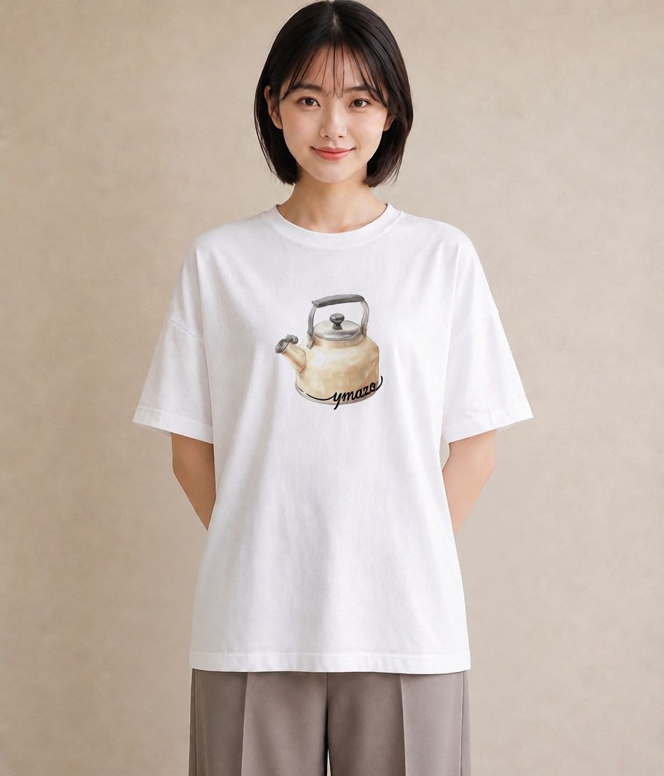 Tシャツ レディース 紅茶 食べ物 フード イラスト レトロ ラフ レイヤード 白T