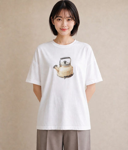 Tシャツ レディース 紅茶 食べ物 フード イラスト レトロ ラフ レイヤード 白T