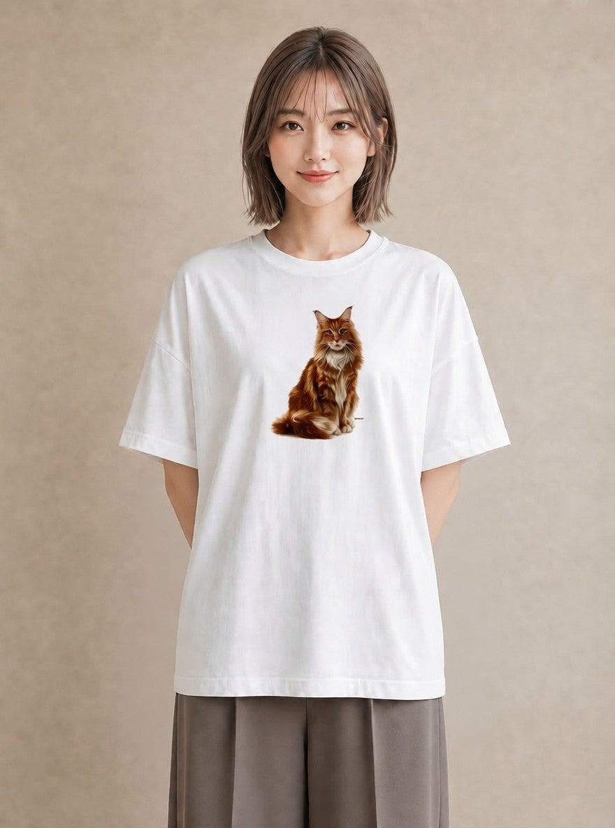 プリントTシャツ レディース 猫 ねこ イラスト ユニーク 秋コーデ おしゃれギフト 白T