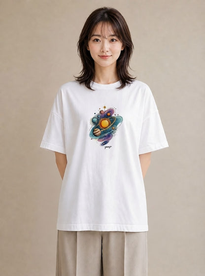 Tシャツ レディース 蟹座 星空 宇宙 イラスト 手描き風 休日 ペアコーデ 白T