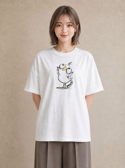 グラフィックTシャツ レディース ことり ペット 動物 イラスト 水彩風 レイヤード 友達ギフト 白T